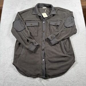 La Miel by Hyped Unicorn Shacket Womens Medium Gray Fleece  Button Front